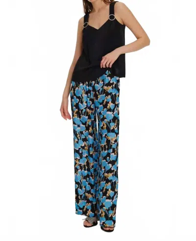 Exquise Floral Print Wide Leg Pants In Original Print In Blue