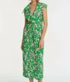 Exquise Floral Twist Front Dress In Original Print In Green