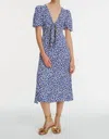 Exquise Front Tie Detail Geometric Patterned Midi Dress In Original Print In Multi
