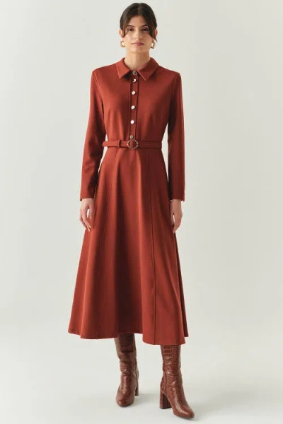Exquise Georgina Knit Midi Dress In Brown