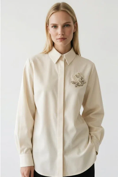 Exquise Hallie Embroidered Cotton Shirt In Multi