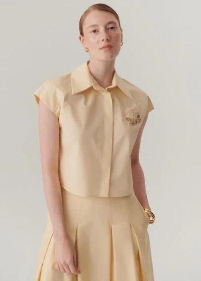 Exquise Hallie Embroidered Shirt In Yellow