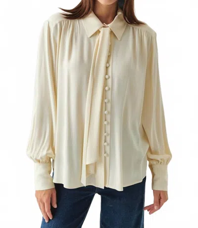 Exquise Harlee Collar Long Sleeve Shirt In Ecru In Yellow
