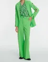 Exquise High Waist Wide Leg Crepe Trousers In Light Green In Green