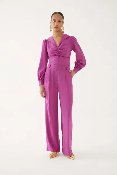 Exquise High Waisted Tailored Pants In Pink