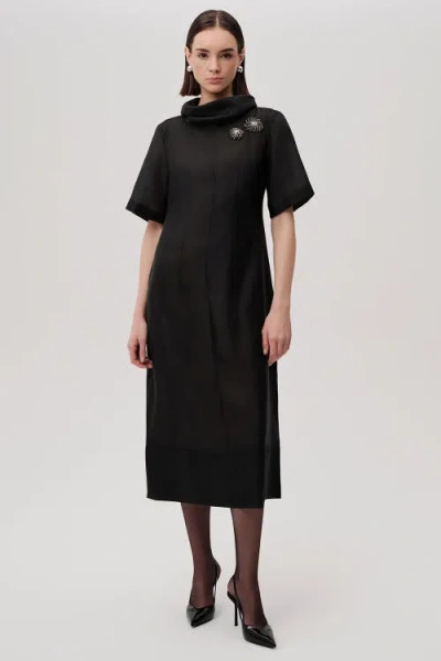 Exquise Jadiyn Dress  High Neck Long Sleeve Dress In Black