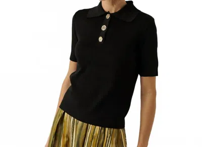 Exquise Jaylah Knit Polo In Black