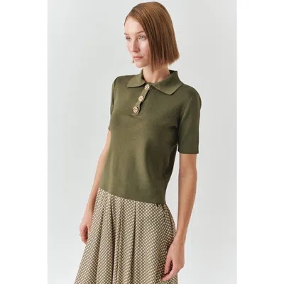 Exquise Jaylah Short Sleeve Blouse In Green
