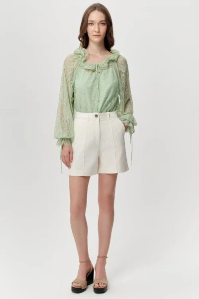 Exquise Jeremiah Zip Front Pocketed Denim Shorts In Ecru
