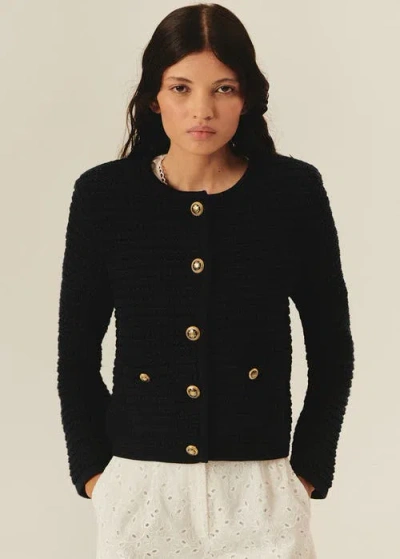 Exquise Joanna Essential Lightweight Knit Cardigan In Black