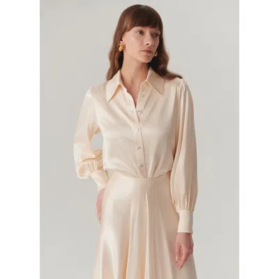 Exquise Kaia Satin Shirt In Neutral