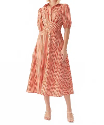 Exquise Kali Midi Dress In Red In Orange