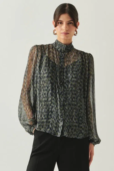 Exquise Kamiyah Mandarin Collar Blouse In Black