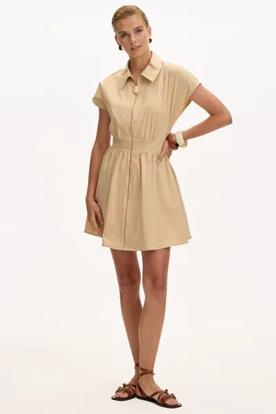 Exquise Katarina Sleeveless Elastic Waist Mini Shirt Dress In Metallic