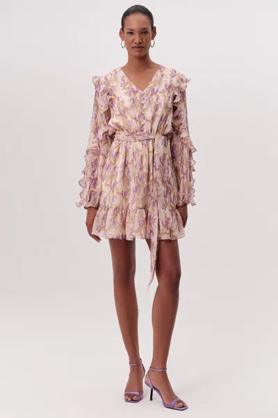 Exquise Katelin V Neck Belted Mini Dress In Pink