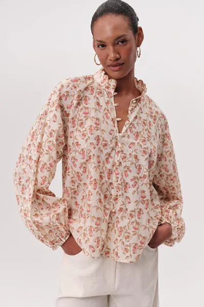 Exquise Kathy High Neck Shirt In Multi Color