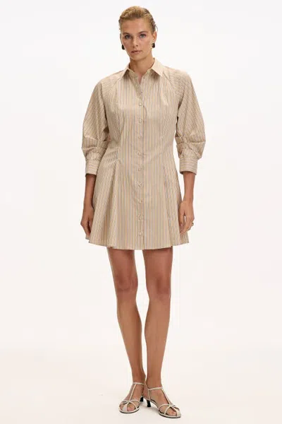 Exquise Kayli Raglan Sleeve Mini Shirt Dress In Neutral