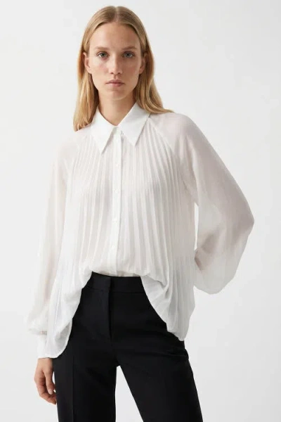Exquise Keyla Long Sleeve Shirt With Buttoned Cuffs In White