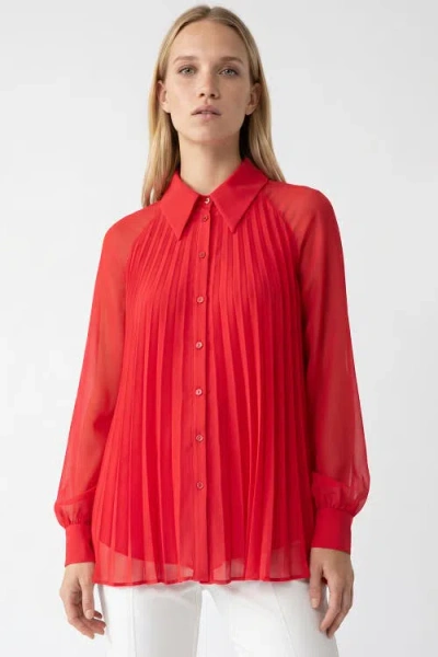Exquise Keyla Long Sleeve Shirt With Buttoned Cuffs In Red