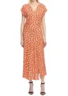 Exquise Leaves Patterned A Line Midi Dress In Original Print In Orange