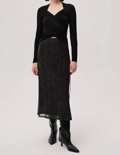 Exquise Linda K. Midi Skirt In Green-black In Multi