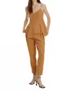 Exquise Linen Jogger Pants In Camel