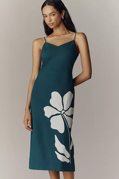 Exquise Linen Midi Dress In Green