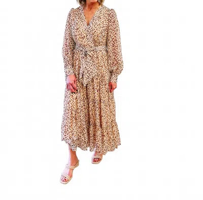 Exquise London Long Sleeve Dress In Multi Color In Animal Print
