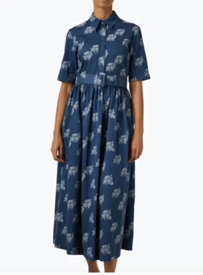Exquise London Midi Dress In Indigo In Blue