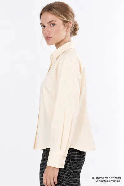 Exquise Long Sleeve Shirt With Back Pleats In Neutral