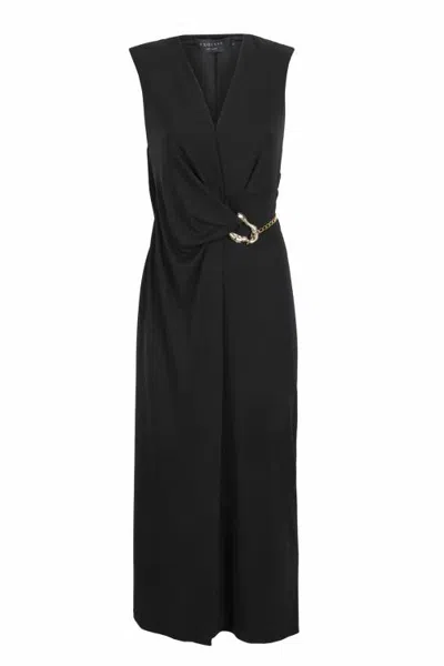 Exquise Lorelai Chain And Buckle Detail Midi Dress In Black