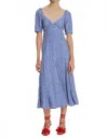 Exquise Low Cut Detail Patterned Dress In Original Print In Blue