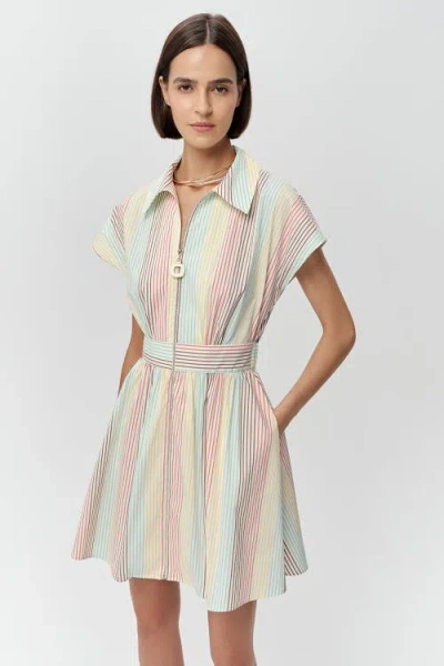 Exquise Lulu Zippered Pocketed Belted Mini Dress In Multi