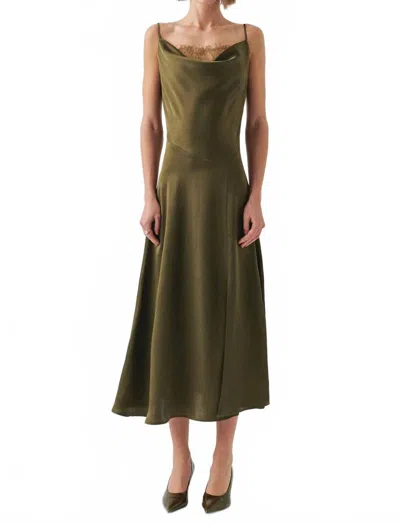 Exquise Macy Cowl Neck Sleeveless Midi Dress In Green