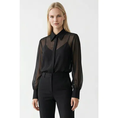 Exquise Madelyn Balloon Sleeve Shirt In Black