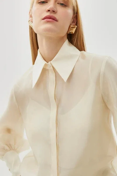 Exquise Madelyn Balloon Sleeve Shirt In Neutral