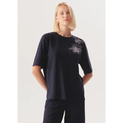 Exquise Madilyn Minimalist Sparkle Accent T-shirt In Blue