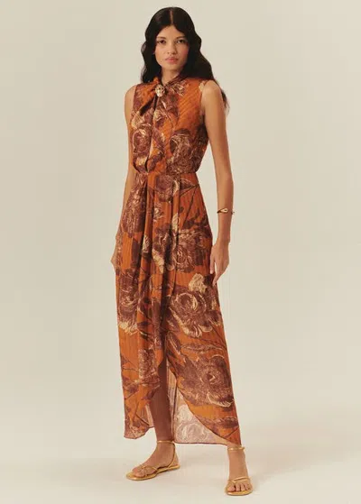 Exquise Madison Pearl Buckle Maxi Dress In Orange