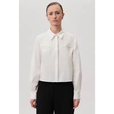 Exquise Malayah Collar Long Sleeve Shirt In White