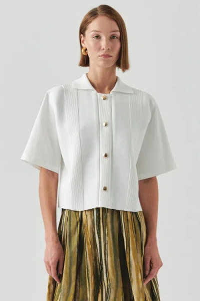 Exquise Marilyn Short Sleeve Poplin Shirt In White