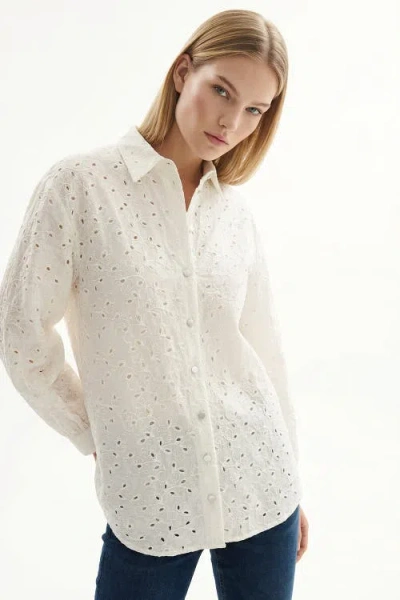 Exquise Marlee Broderie Anglaise Shirt In White