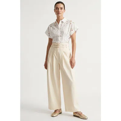 Exquise Mckenna Belted High Waisted Pleated Pants In Neutral