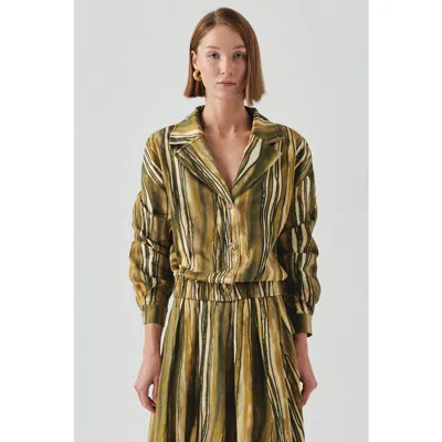 Exquise Melina Striped Jacket In Green