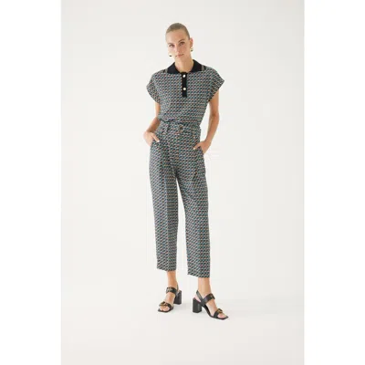 Exquise Mixed Print Ankle Length Pants In Gray