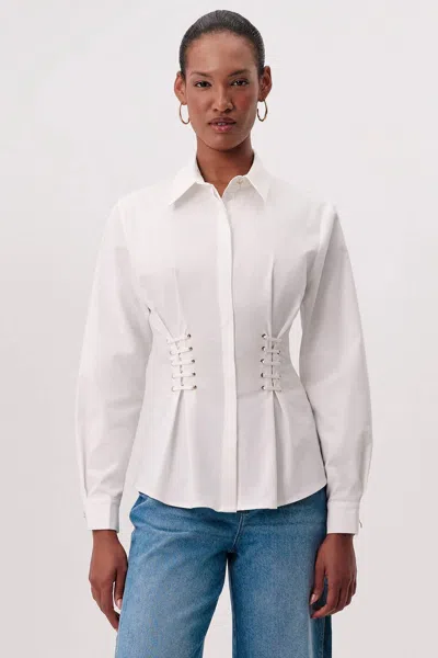 Exquise Miya Cuffed Shirt In White