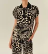 Exquise Modern Safari Polo Top In Black/beige In Black