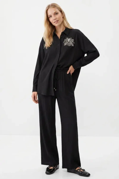 Exquise Morganne High Rise Wide Leg Woven Pants In Black