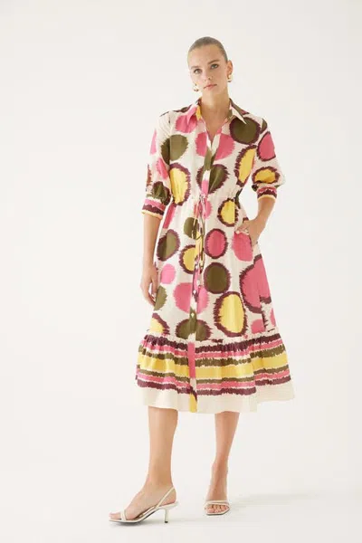 Exquise Nathalia Linen Blend Midi Shirt Dress In Brown