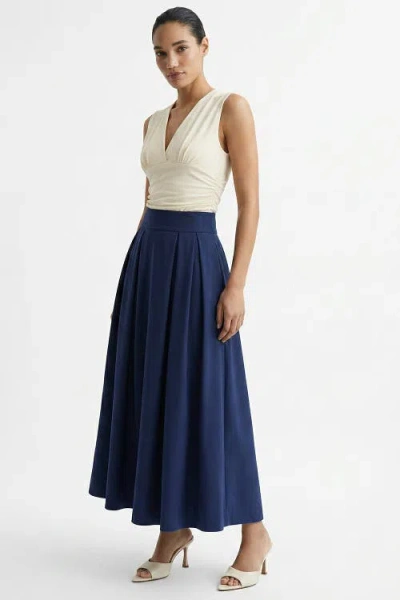 Exquise Nayaine Pleated Elasticated Back Midi Skirt In Multi