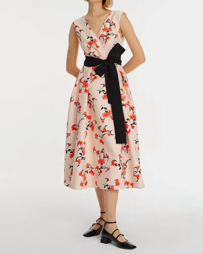 Exquise Oriental Floral Midi Dress In Original Print In Multi